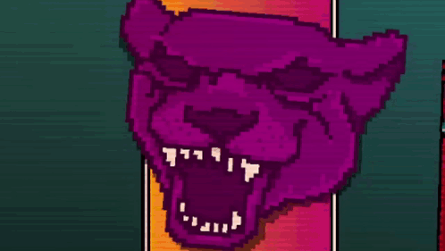Purple Panther Pixel Art Mouth Open