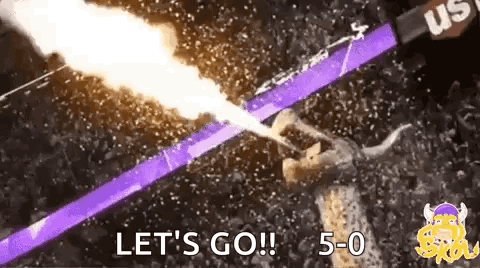 Purple Pencil With Flame Saying Let's Go