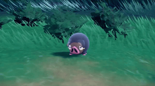 Purple Pig with Pink Nose in Grass