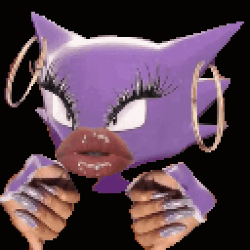 Purple Pixel Art Cartoon With Hoop Earrings