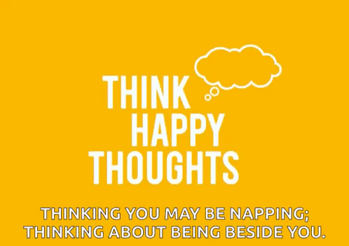 Purple Poster Saying Think Happy Thoughts