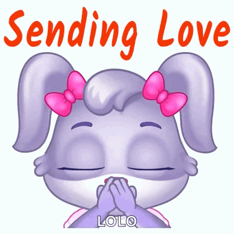 Purple Rabbit Covering Mouth Sending Love GIF