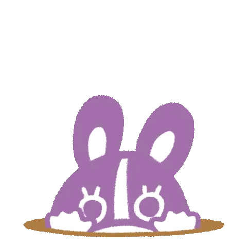 Purple Rabbit in Hole With Closed Eyes