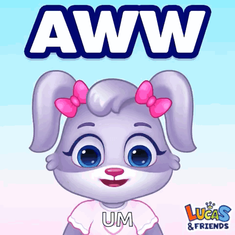Purple Rabbit Saying Aww