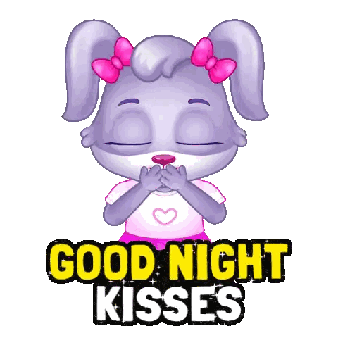 Purple Rabbit Saying Good Night Kisses