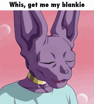 Purple Rabbit Saying Whos Get Me My Blankie