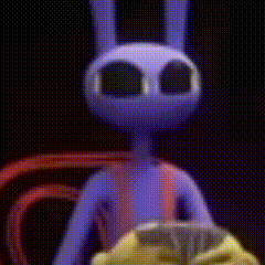 Purple Rabbit with Big Eyes Next to Yellow Rabbit