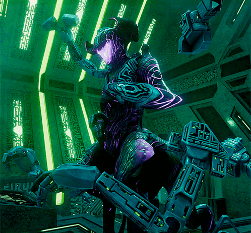Purple Robot Holding Hammer