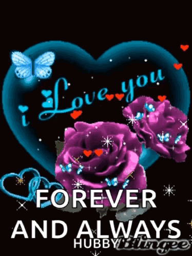 Purple Rose Butterfly Heart I Love You Forever