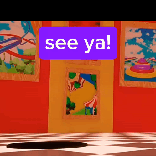 Purple Sign 'See Ya' on Picture Wall