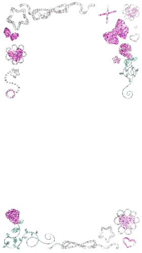 Purple Silver Border with Flowers and Hearts