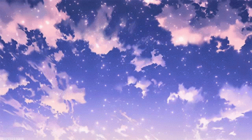Purple Sky With Clouds and Stars