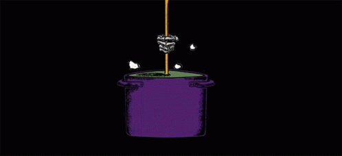 Purple Soup Pot with Skeleton and Smoke