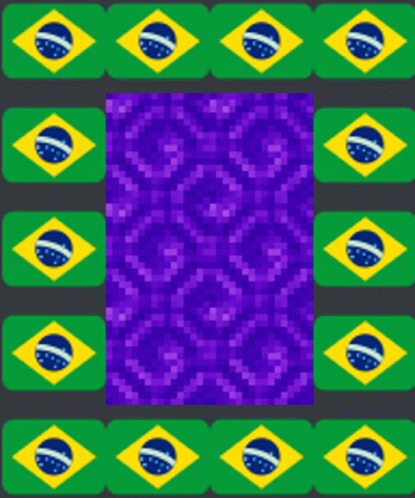 Purple Square Surrounded by Yellow and Green Brazilian Flags