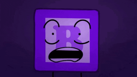 Purple Square With Cartoon Face and B