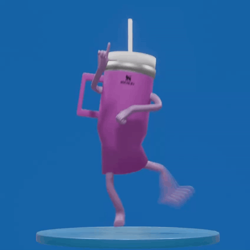 Purple Stanley Cup with Arms and Legs Dancing