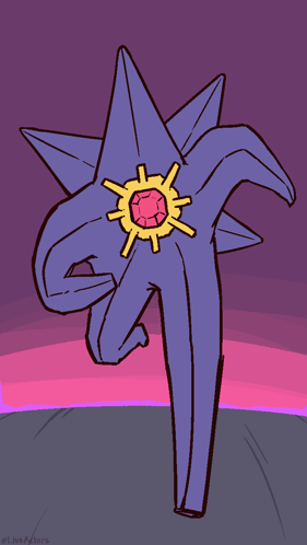 Purple Star With Yellow Center and Red Diamond