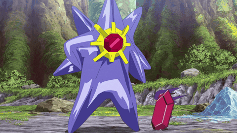 Purple Star With Yellow Center Next to Red Item