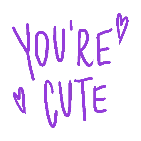 Purple Sticker You're Cute With Hearts