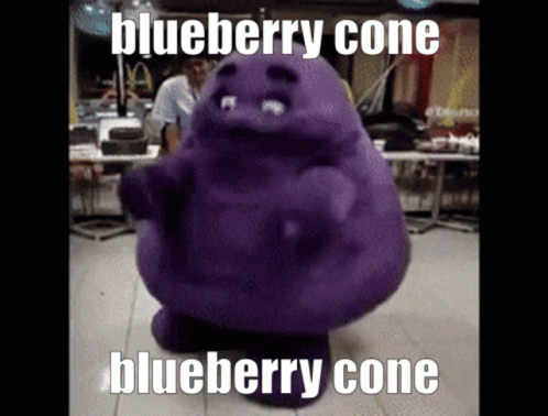 Purple Stuffed Animal Saying Blueberry Cone Blueberry Cone