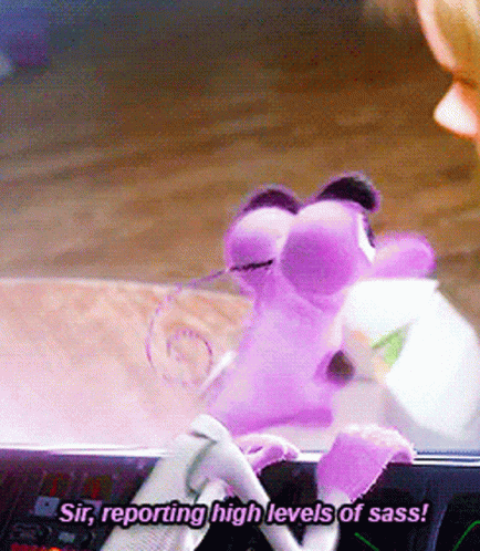 Purple Stuffed Animal Saying Sir Reporting High Levels of Sass