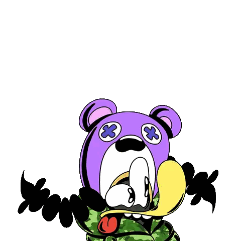 Purple Teddy Bear in Camouflage Jacket