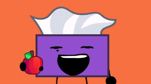 Purple Tissue Box Holding Red Apple