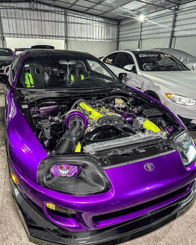 Purple Toyota Supra Open Hood GIF