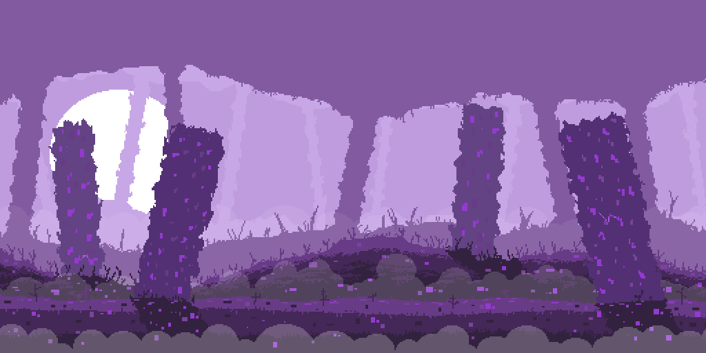 Purple Trees And Rocks Silhouette GIF