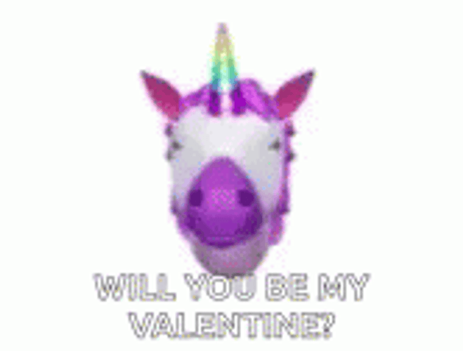 Purple Unicorn Will You Be My Valentine GIF