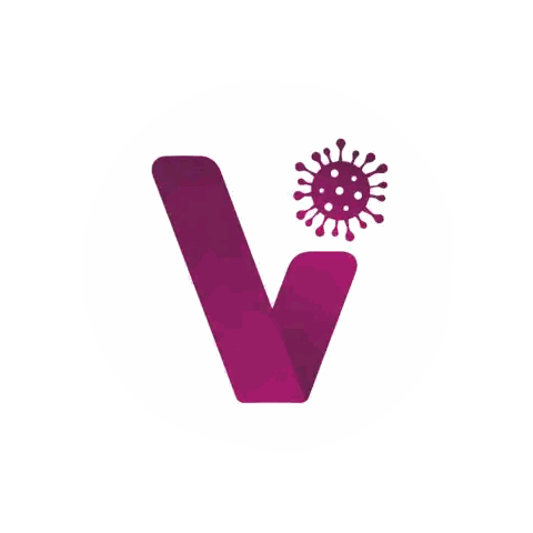 Purple V Letter With Virus