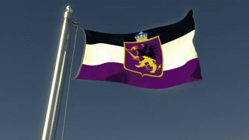 Purple White and Black Flag With Lion and Crown