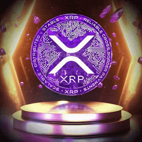 Purple XRP Coin Sitting on Podium