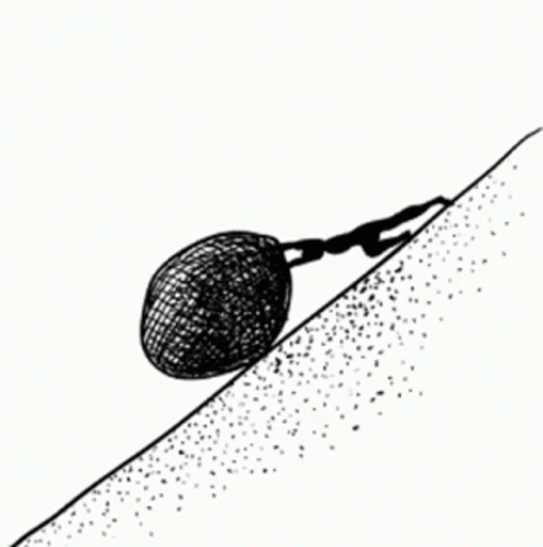 Push It Man Pushing Stone Animation GIF