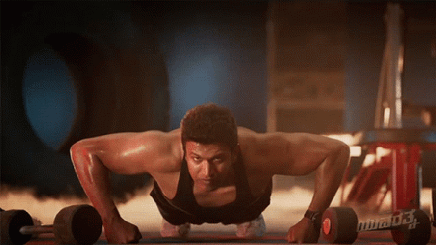 Push Up Puneeth Rajkumar Gym Workout GIF