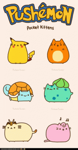 Pusheen Cat Funny Pushemon Pokemon Parody GIF