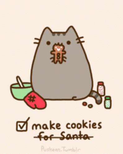 Pusheen Cat Making Cookies For Santa GIF