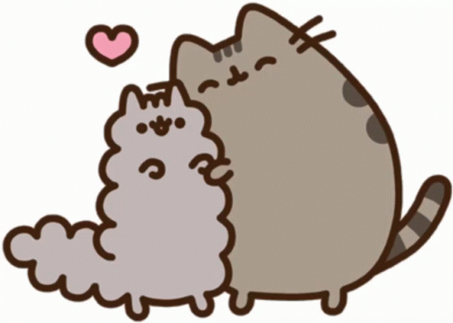 Pusheen Cat Hugging Friend GIF