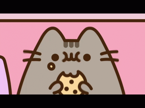 Pusheen Cat Munching Cookie GIF