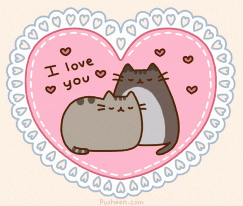 Pusheen Cat I Love You Pink Heart GIF