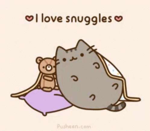 Pusheen Cat Snuggling With Bear GIF