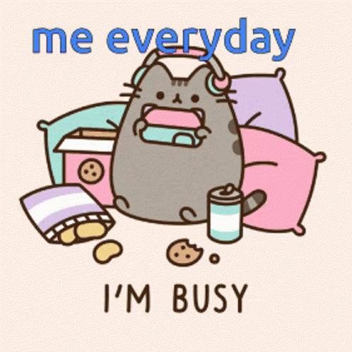 Busy Pusheen Cat Playing Games GIF