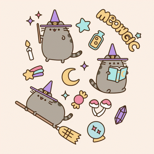 Pusheen Cat Halloween Stickers GIF