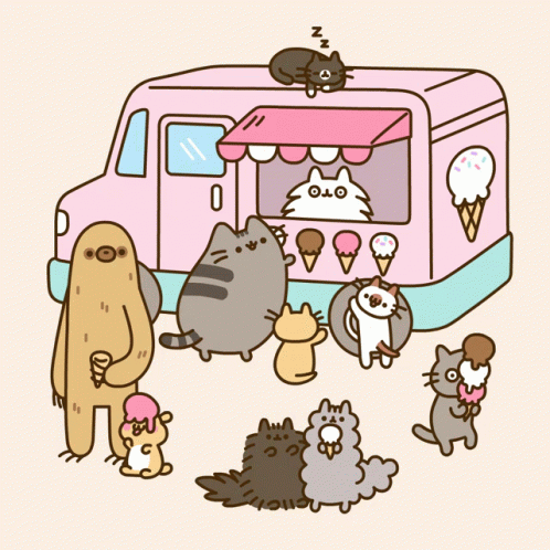 Pusheen Cat Ice Cream Truck GIF