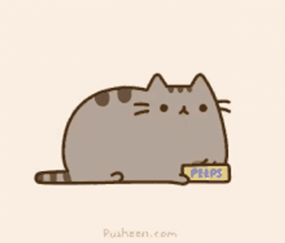 Pusheen Cat Eating On Bowl GIF