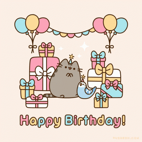 Pusheen Cat Happy Birthday Animation GIF