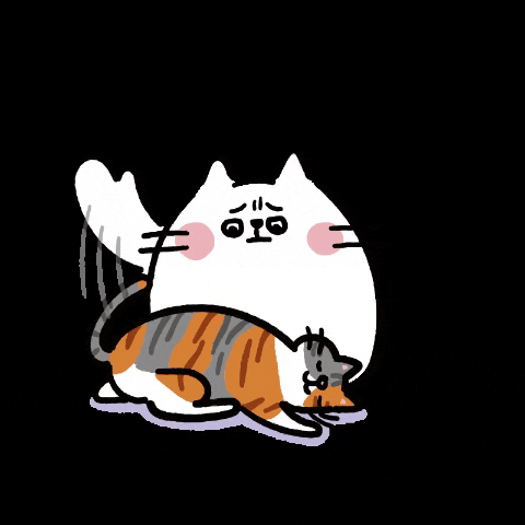Pusheen Cat Pats Kitten To Sleep GIF