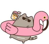 Pusheen Pool Sticker GIF