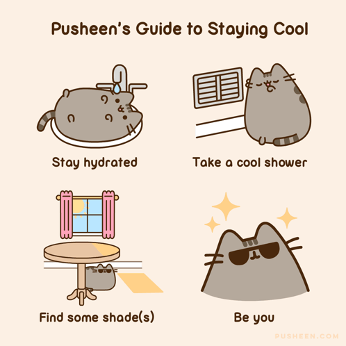 Pusheen's Guide To Staying Cool GIF
