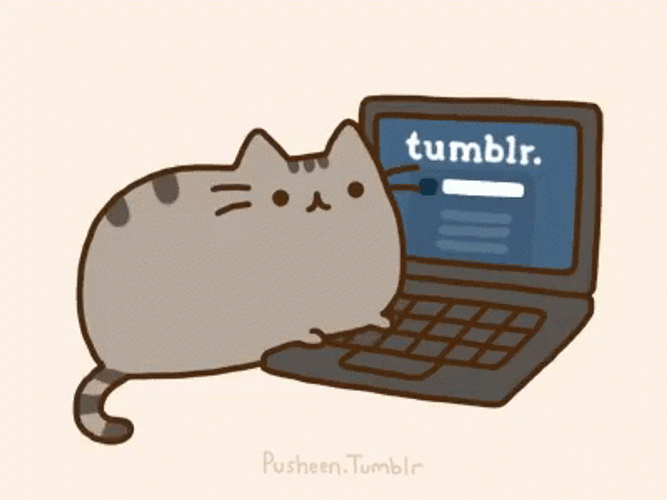 Pusheen Typing On Computer Tumblr GIF